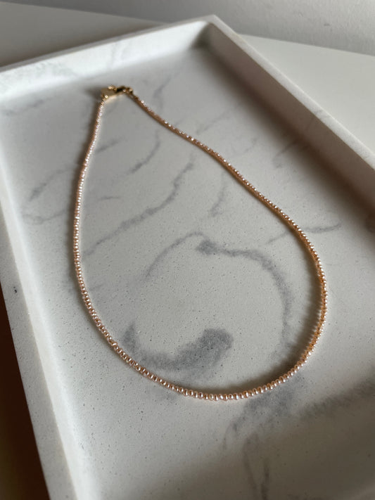 Pale Pink Seed Pearl Necklace